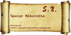 Speier Nikoletta névjegykártya